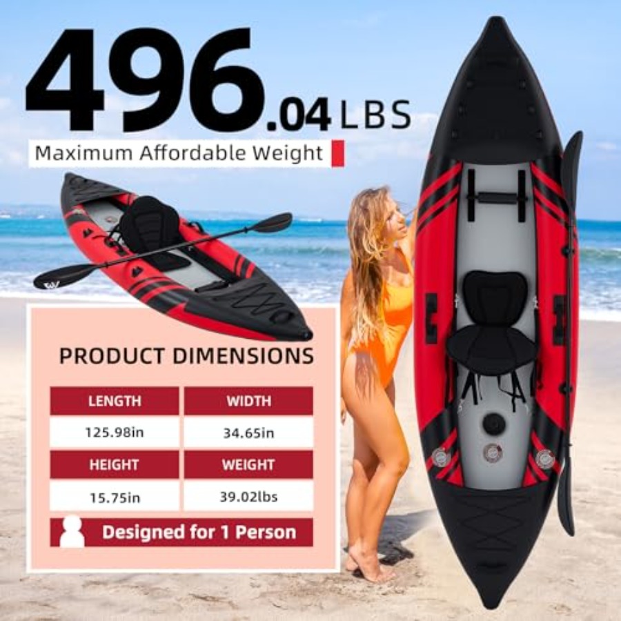 1-Person Inflatable Kayak For  - огляд і ціна Drop Stitch Touring Kayak 1 Person