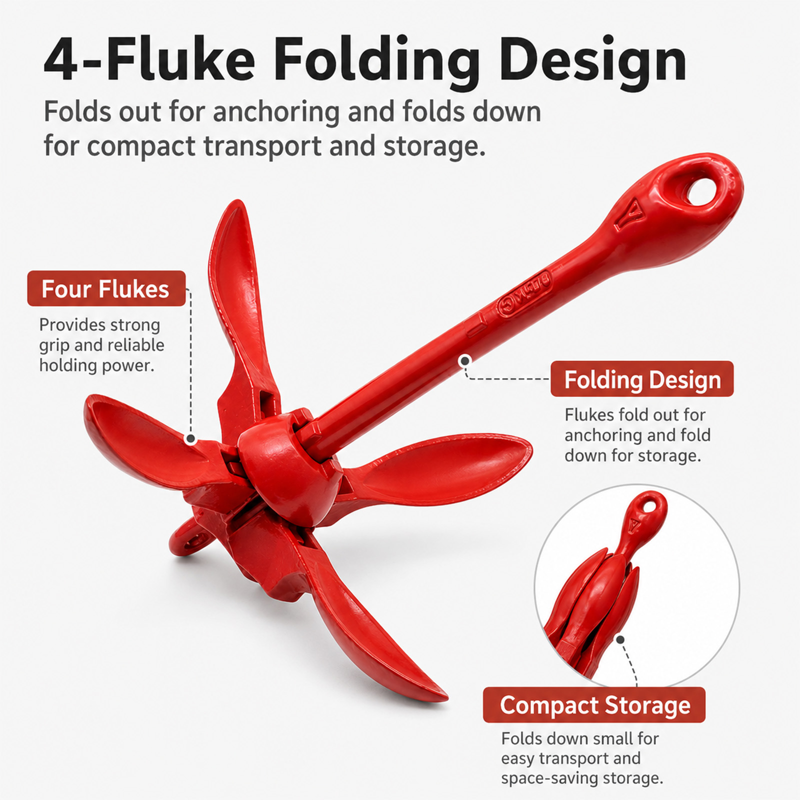 1.5kg Marine Kayak Anchor Kit  - огляд і ціна Kayak Anchor Kit Folding 1.5Kg