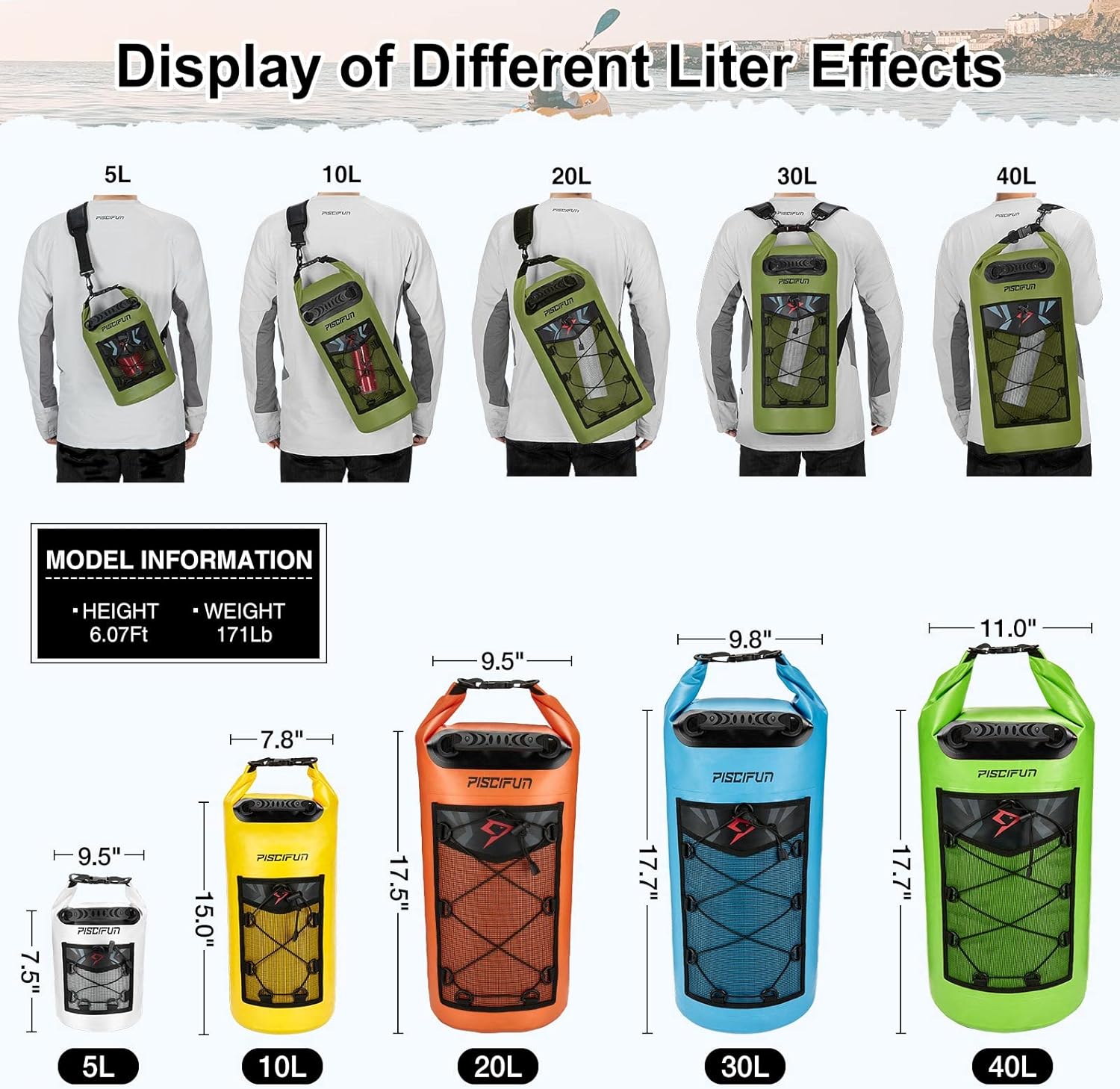 Piscifun Dry Bag, Waterproof F - огляд і ціна Dry Bag Backpack 30L Waterproof