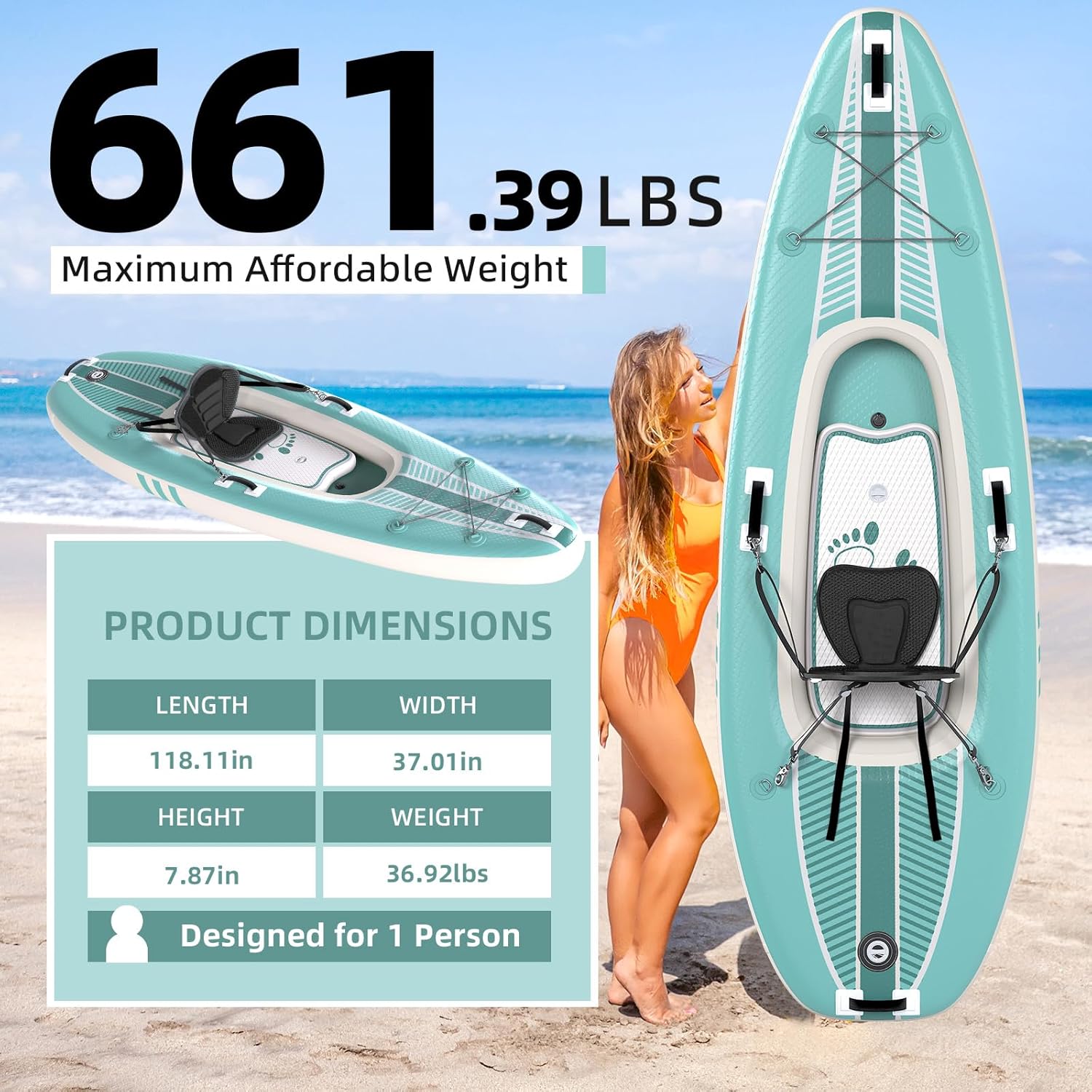 Lightweight Portable 1-Person  - огляд і ціна Drop Stitch Touring Kayak 1 Person