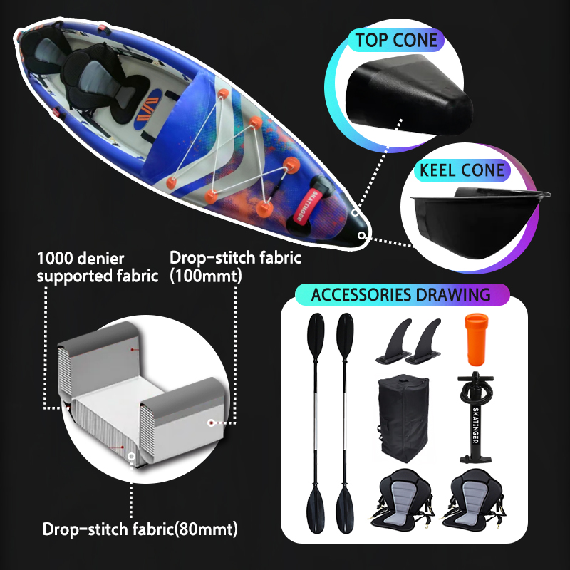 Skatinger Full Drop Stitch 3-P - огляд і ціна Inflatable Kayak 2 Person Drop Stitch
