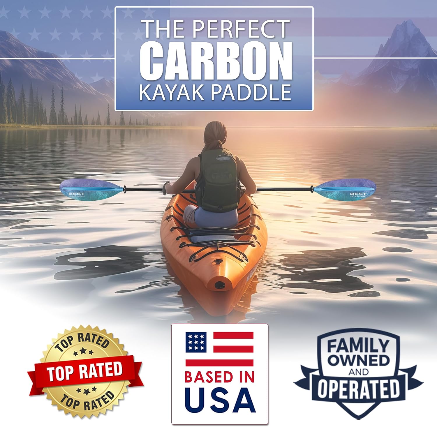 Carbon Fiber Kayak Paddle, 2-P - огляд і ціна Kayak Paddle Carbon Fiber 2 Piece